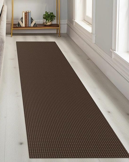 KOZYFLY Runners for Hallways 2x8 ft Washable Kitchen Runner Non Slip Rubber Backed Hall Runners Cotton Entryway Runner Rugs Floor Carpet for Indoor Backdoor Bedroom Kitchen, Reddish Brown/Coffee