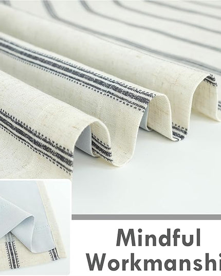 DriftAway Farmhouse Linen Blend Blackout Curtains 108 Inches Long for Bedroom Vertical Striped Printed Linen Curtains Thermal Insulated Lined Treatments for Living Room 2 Panels W52 x L108 Black