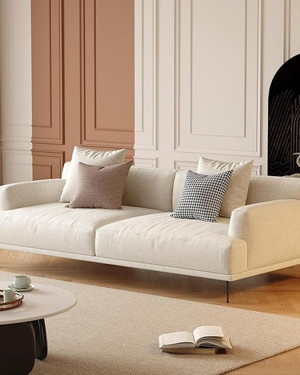 66.1” Modern Loveseat Sofa, 2-Seater Upholstered Couch with Deep Seat, Fixed Cushions, Durable Frame and Metal Legs, Easy to Assembly, Beige Fabric Sofa for Small Spaces