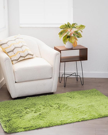 Ophanie Green Grass Area Rugs for Bedroom, 3x5 Shag Fluffy Carpet, Fuzzy Furry Plush Soft Cute Kids Baby Girls Shaggy Bedside Floor Rug for Teen Dorm Nursery Home Decor Aesthetic
