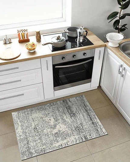 Keen Home Design Area Rugs - 2x3 Non-Shedding, Abstract Rugs for Kitchen, Living Room, Bedroom, Dining Room, Entryway - Size: 2' x 3', Abstract Cream/Grey