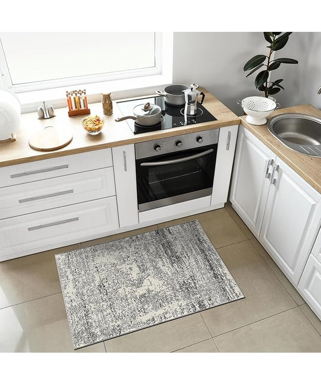 Keen Home Design Area Rugs - 2x3 Non-Shedding, Abstract Rugs for Kitchen, Living Room, Bedroom, Dining Room, Entryway - Size: 2' x 3', Abstract Cream/Grey
