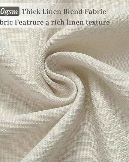 Pinch Pleat Light Filtering 100 Inches Extra Long Curtains, Privacy Window Memory Shaped Pleated Drapes for Living Room Bedroom Natural Thick Linen Blend Birch Elegant Curtain with Hooks 40"Wx100"L