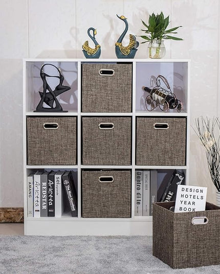 Storage Bins Cube Containers Boxes,Thick and Heavy Duty Fabric Drawers, 11×11 inch- Set of 4,Brown