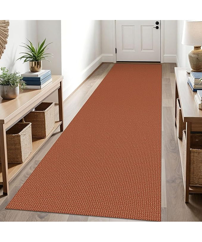 KOZYFLY Runners for Hallways 3x10 ft Washable Kitchen Runner Non Slip Rubber Backed Hallway Rugs Cotton Entryway Runner Rug Floor Carpet for Indoor Hall, Backdoor, Kitchen, Orange/Tan