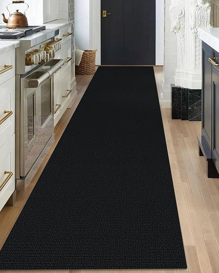 KOZYFLY Washable Runner Rug 3x18 ft Hallway Kitchen Runner Rugs with Rubber Backing Bobo Non Slip Entryway Runner Indoor, Long Carpet Runners for Hall Kitchen Entryway, Black