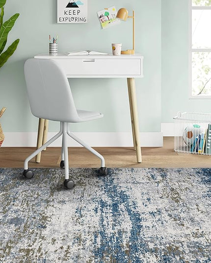 Modern Abstract 2x3 Area Rug Non Slip Non Shedding Low Pile Stain Resistant Rug for Entryway Kitchen Bedroom,Navy