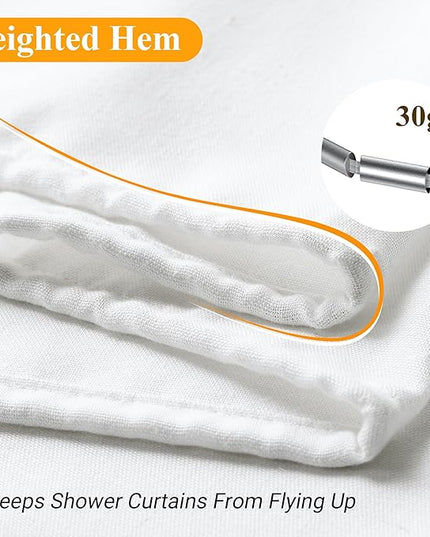 Naturoom White Linen Shower Curtain, Cloth Textured Fabric Shower Curtain Set with Hooks, Simple Elegant Modern Farmhouse Country Ultra Thick Bath Curtains for Bathroom,Water Repellent,72x72