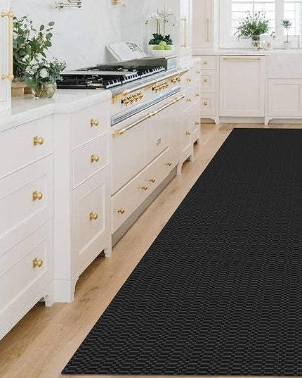 KOZYFLY Washable Runner Rug 3x14 ft Hallway Kitchen Runner Rugs with Rubber Backing Bobo Non Slip Entryway Runner Indoor, Long Carpet Runners for Hall Kitchen Entryway, Black/Grey