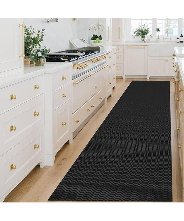 KOZYFLY Washable Runner Rug 3x14 ft Hallway Kitchen Runner Rugs with Rubber Backing Bobo Non Slip Entryway Runner Indoor, Long Carpet Runners for Hall Kitchen Entryway, Black/Grey