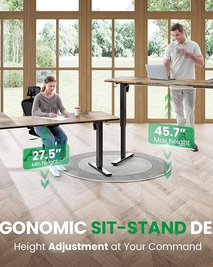 SIAGO L-Shaped Standing Desk - 63 x 55 Inch Adjustable Corner Standing Desk with Charging Station - L Shape Sit Stand Table with Memory Controller, Splice Board for Home Office
