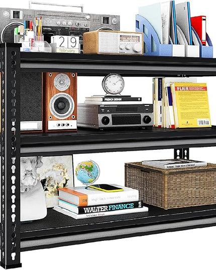 Metal Heavy Duty Garage Shelves: 40''W 1,200Lbs Steel Adjustable Storage Industrial Utility Shelving Rack Units 3 Tier Black 40" W x 16" D x 36" H