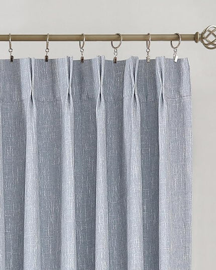 Vision Home Chambray Blue Full Blackout Curtains Pinch Pleated Room Darkening Window Curtains 63 inch for Living Room Bedroom Thermal Insulated Pinch Pleat Drapes with Hooks Back Tab 2 Panel 40"Wx63"L