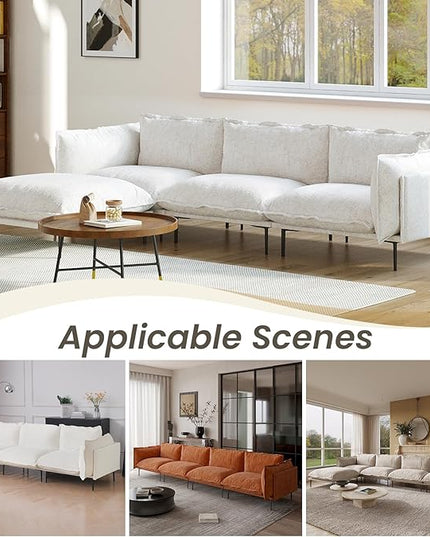 WJShome Modular Velvet Sectional Sofa with Chaise, 74" Modern L-Shaped Couch for Living Room, 3-Seater Sofa with Removable Cushions and 8" High Metal Legs, Easy to Clean, Beige