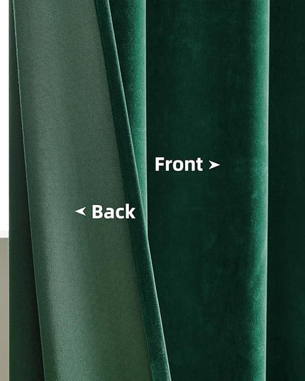 Joydeco Green Velvet Curtains 102 inch Length 2 Panels, Luxury Blackout Rod Pocket Thermal Insulated Window Curtains, Super Soft Room Darkening Drapes for Living Dining Room Bedroom,W52 x L102 inches