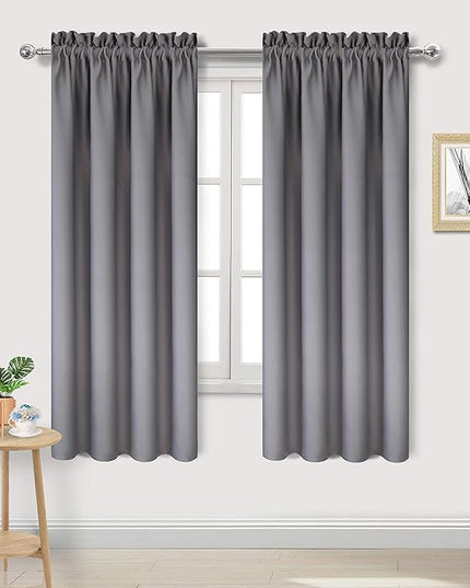 DWCN Blackout Window Curtain Panels, Light Blocking, Thermal Insulated, Energy Saving, Noise Reducing, Rod Pocket Top, Set of 2 (Width 42 Inch x Length 63 Inch, Grey)