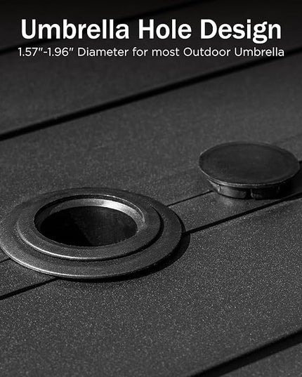 PHI VILLA Outdoor Bar Table, Patio Counter Height Pub Dining Table for 4-6, Waterproof Metal Steel Rectangle Table with Weather Resistant Frame Black for Garden, Yard, Balcony, Kitchen