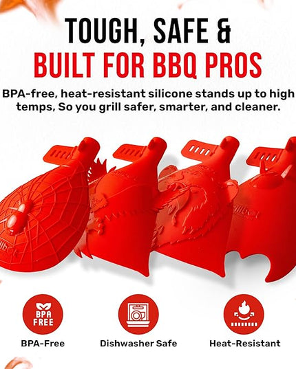 Grillbot Heat Resistant BBQ Heat Shield for Utensils, Protect Hands from Burns, Splatter & Flare-Ups, BPA-Free Silicone, Dishwasher Safe, Universal Fit, Perfect Grill Gift for Men (Red, Eagle)