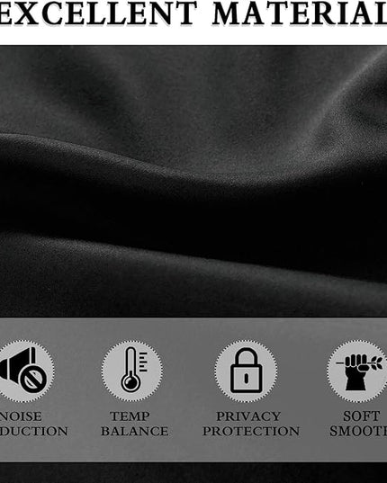 DONREN Backdrop 5FT x 9FT Curtains Panels - Energy Saving Thermal Insulated Solid Rod Pocket Blackout Draperies for Patio (1 Pair, 60 inches by 108 Inch Length,Black)