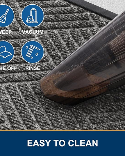 Smiry Front Door Mat Outside Entrance, Heavy Duty Outdoor Indoor Natural Rubber Doormat, Non Slip, Trap Dirt and Moisture, Easy Clean, Low Profile Patio Porch Entryway Mat, 29.5x17, Mix Black