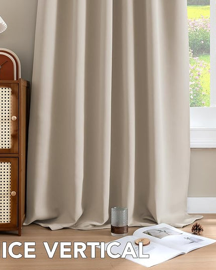 H.VERSAILTEX Blackout Curtains Thermal Insulated Window Treatment Panels Room Darkening Blackout Drapes for Living Room Back Tab/Rod Pocket Bedroom Draperies (2 Panels, Fog, 42 x 63 Inch)
