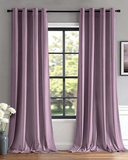 MIULEE Velvet Curtains Lavender Light Purple Elegant Grommet Thermal Insulated Soundproof Room Darkening Curtains/Drapes for Classical Living Room Bedroom Decor 52 x 108 Inch Set of 2