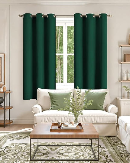 YoungsTex Emerald Green Blackout Curtains 63 Inch Length for Bedroom - Thermal Insulated with Grommet Room Darkening Window Curtains for Christmas Living Room, 2 Panels, 42 x 63 Inch