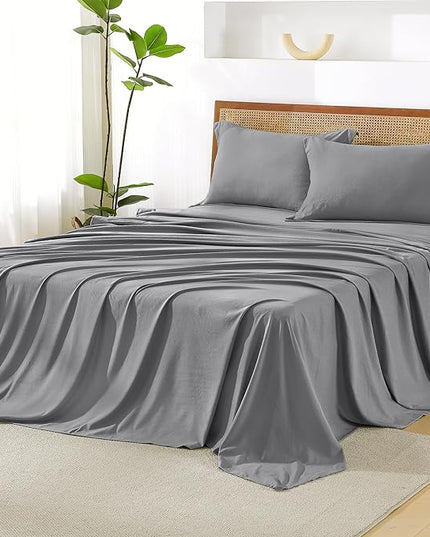 Litanika Queen Size Comforter Set with Sheets Medium Gray - 7 Pieces Bed in a Bag Queen Chevron Tufted Complete Bedding Sets with Comforter, Sheets, Pillowcases & Shams