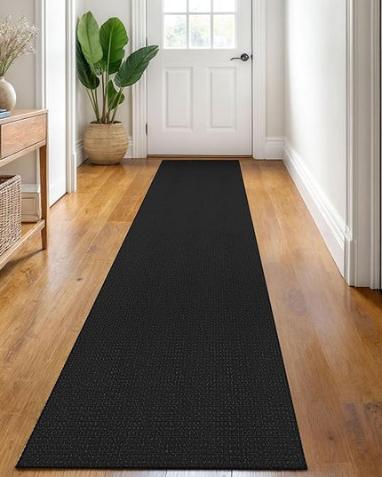 KOZYFLY Runners for Hallways 2x8 ft Washable Kitchen Runner Non Slip Rubber Backed Hall Runners Cotton Entryway Runner Rugs Floor Carpet for Indoor Backdoor Bedroom Kitchen, Black/Dark Grey