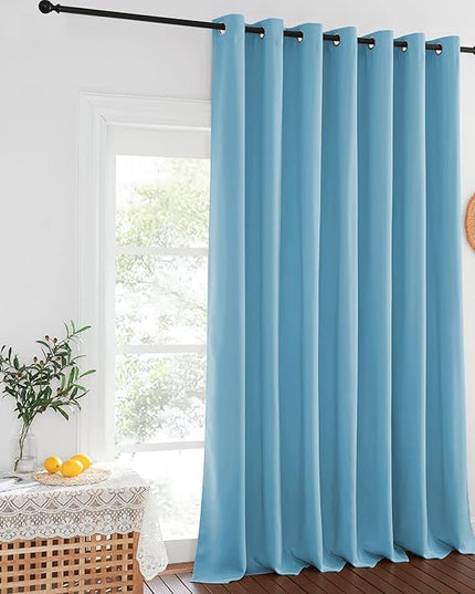 NICETOWN Patio Door Curtain Sound Blocking, Bedroom Privacy Room Divider Curtain, Thermal Insulated Blackout Closet Sliding Door Shade (1 Panel, 100" Wide x 120" Long, Teal Blue)