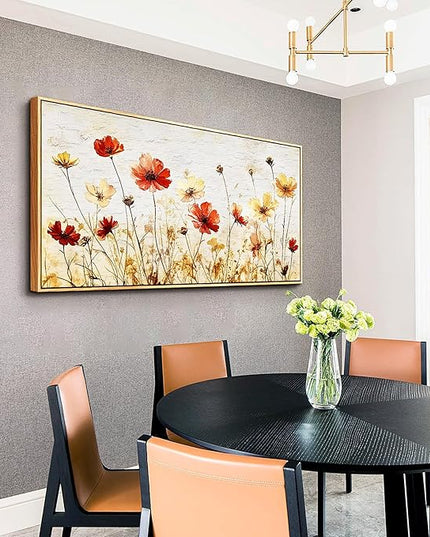 ERQINHUA Large Canvas Wall Decor For Living Room Wall Art For Bedroom Modern Stretched and Framed Beach Posters Abstract Flower Dining Room kitchen Print Artwork Mural Home Decor Wood Frame 30"X60"
