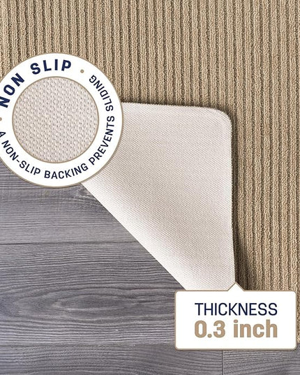 Beverly Rug Non-Slip Modern Rug 3x3 Solid Traditional Rubber Backing Machine Washable Soft Thin Indoor Area Rugs for Living Room Stain Resistant Non Shedding Casual Carpet (3 x 3 Beige)