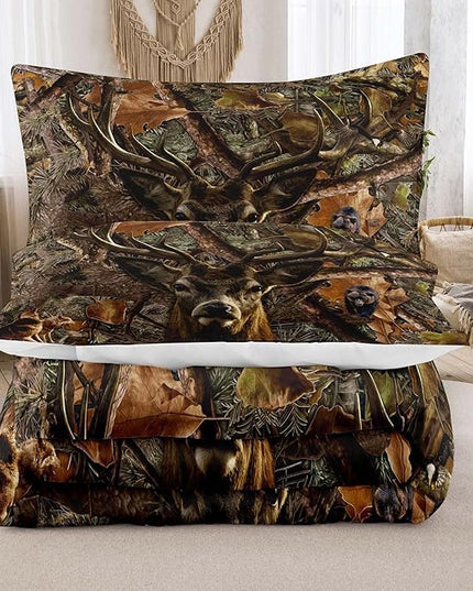 NINENINE Camo Comforter Set, Queen Size Bedding Set for Boys, Hunting Bed Set With 1 Comforter 2 Pillowcases