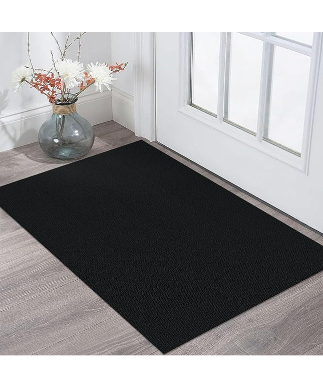 KOZYFLY Washable Area Rug 2x3 Ft Small Entryway Rug Indoor Door Mat Non Slip Front Door Rugs Indoor Braided Cotton Floor Carpet for Front Entrance Bathroom Kitchen Foyer, Black