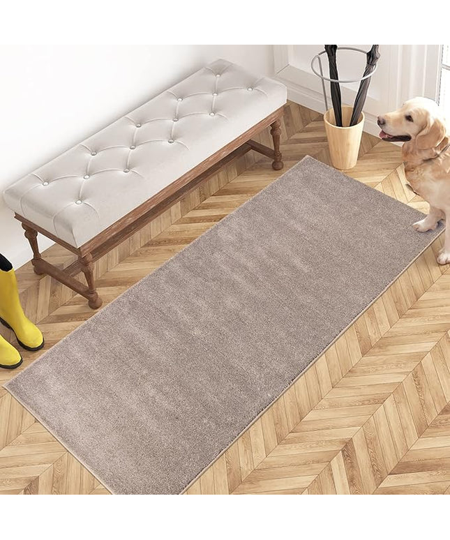 PURRUGS Dirt Trapping Door Mat 24" x 59", Non-Slip Machine Washable Entry Rug, Shoe Scraper, Dog Doormat, Super Absorbent Welcome Mat for Front & Back Door, Muddy Shoes & Paws, Taupe