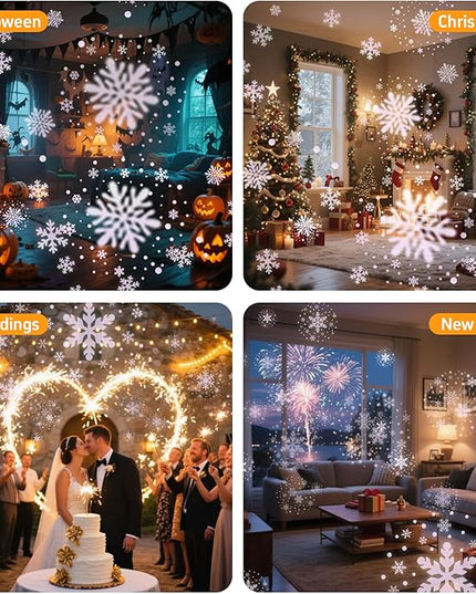 Christmas Projector Lights Outdoor, Dual Head Snowflake Lights Night, Christmas Dynamic Snow Lamp Projection, Xmas Holiday Indoor Party Decor, Waterproof Snow Flake Light Home Decorations