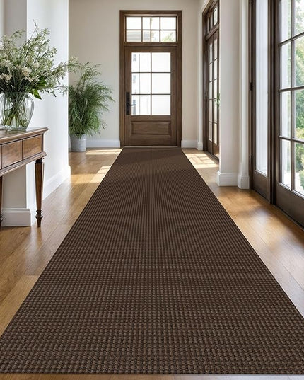 KOZYFLY Extra Long Runners for Hallways 3x18 ft Washable Kitchen Runner Non Slip Rubber Backed Hallway Rug Cotton Entryway Runner Rug Floor Carpet for Indoor Hall, Kitchen, Stair, Reddish Brown/Coffee