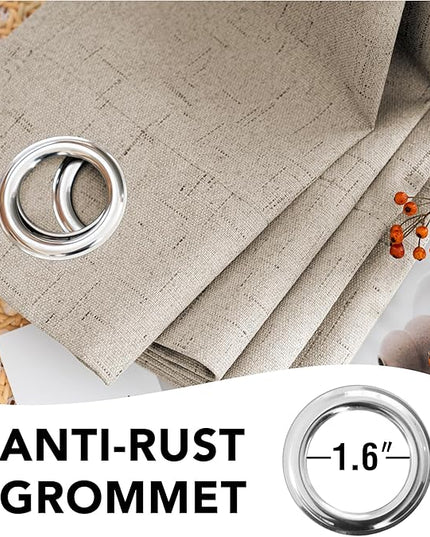 H.VERSAILTEX 100% Blackout Curtains for Bedroom Thermal Insulated Linen Textured Curtains Heat and Full Light Blocking Drapes Living Room Curtains 2 Panel Sets, Cobblestone, 42x63 Inch
