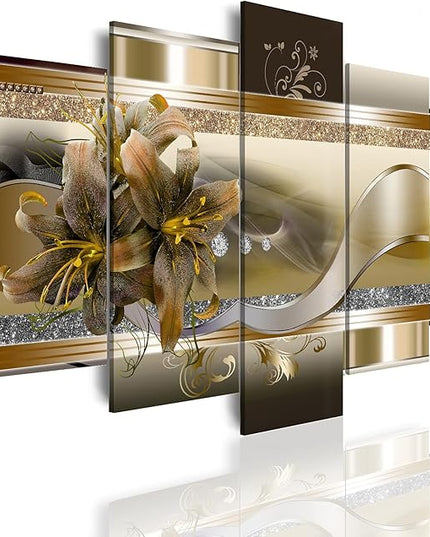 LUDUHU Orchid Flowers Canvas Print - Abstract Floral Wall Art - Yellow Poster for Bedroom (80x40inch Oversize)