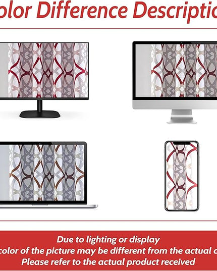 DriftAway Alexander 80% Blackout Curtains for Living Room 250GSM Pattern Match Thermal Insulated Room Darkening Geo Moroccan Mid Century Grommet Bedroom Drapes 2 Panels 52 Inch by 72 Inch Red Gray