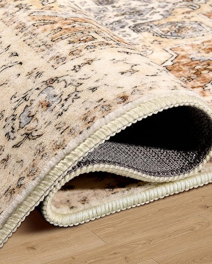 Ciicool 3x5 Rug, Washable Area Rug Boho Rugs for Bedroom Non-Slip Indoor Rugs Large Low-Pile Mat Floor Carpet Vintage Rug for Living Room Office Dinning Foyer Decor
