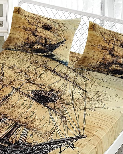 AILONEN Ocean Voyage Theme Fitted Sheet Set for Kids Girls Adult Women,Anchor Nautical Bedding Set Twin XL Size,Printed Printed Bed Sheet Set,3-Piece 1 Sheet Set + 2 Pillowcases