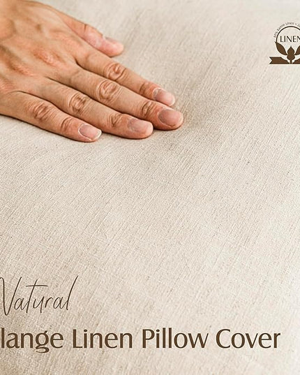Foindtower Pack of 2, Decorative Linen Soild Throw Pillow Covers Soft Accent Lumbar Cushion Case Boho Farmhouse Neutral Pillowcase for Couch Sofa Bed Living Room Home Decor 12 x 20 Inch Natural Beige