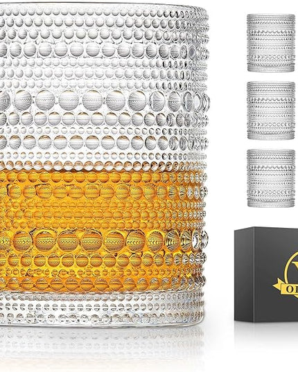 hobnail Drinking Glasses Old Fashion Glass 10oZ rocks glasses Set of 6 glasses Water Juice Cocktail Vintage Glassware Set Gift for Men Women