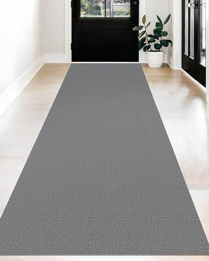 KOZYFLY Washable Runner Rug 3x12 ft Hallway Kitchen Runner Rugs with Rubber Backing Bobo Non Slip Entryway Runner Indoor, Long Carpet Runners for Hall Kitchen Entryway, Grey