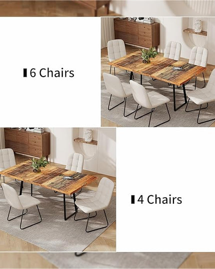 ZckyCine Extendable Dining Table 47"-63", Rustic Wood Modern Scandinavian Style Dining Room Table, Space Saving Kitchen Apartment Furniture, Seats 4-6