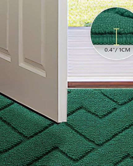 hicorfe Front Door Mat Outside Entrance,20"x31.5" Absorbent Muddy Dirt Resist Welcome Door Mats Outdoor Indoor,Stain and Fade Resistant,Non Slip Backing Entry Mat Doormat for Entryway(Evergreen)
