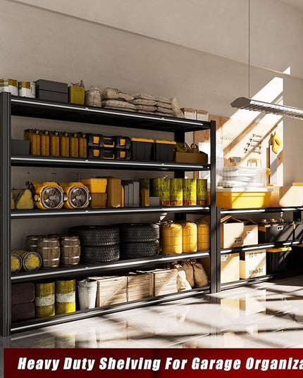60" W Garage Shelving 5-Tier Storage Shelves Adjustable Metal Shelving Units 3030LBS Storage Shelves Heavy Duty for Industrial, Warehouse, Basement,72" H × 60" W × 24" D