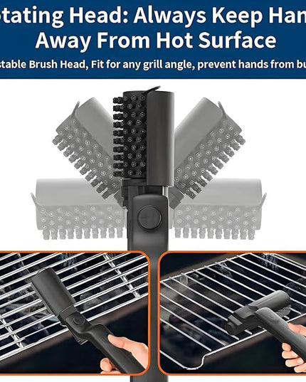 2025 Electric Grill Brush Rechargeable, 3 Powerful Speed BBQ Grill Brush for Outdoor Grill, 180° Adjustable, Stainless Steel Rotary Brush Head, Automatic Grill Cleaning Brush for Camping Outdoor Grill