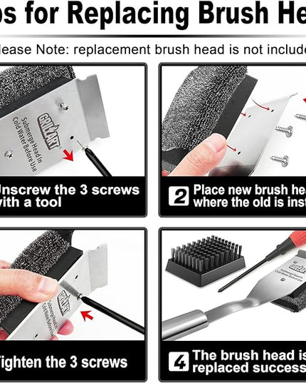 GRILLART Grill Brush Bristle Free Replacement Head - 2PCS